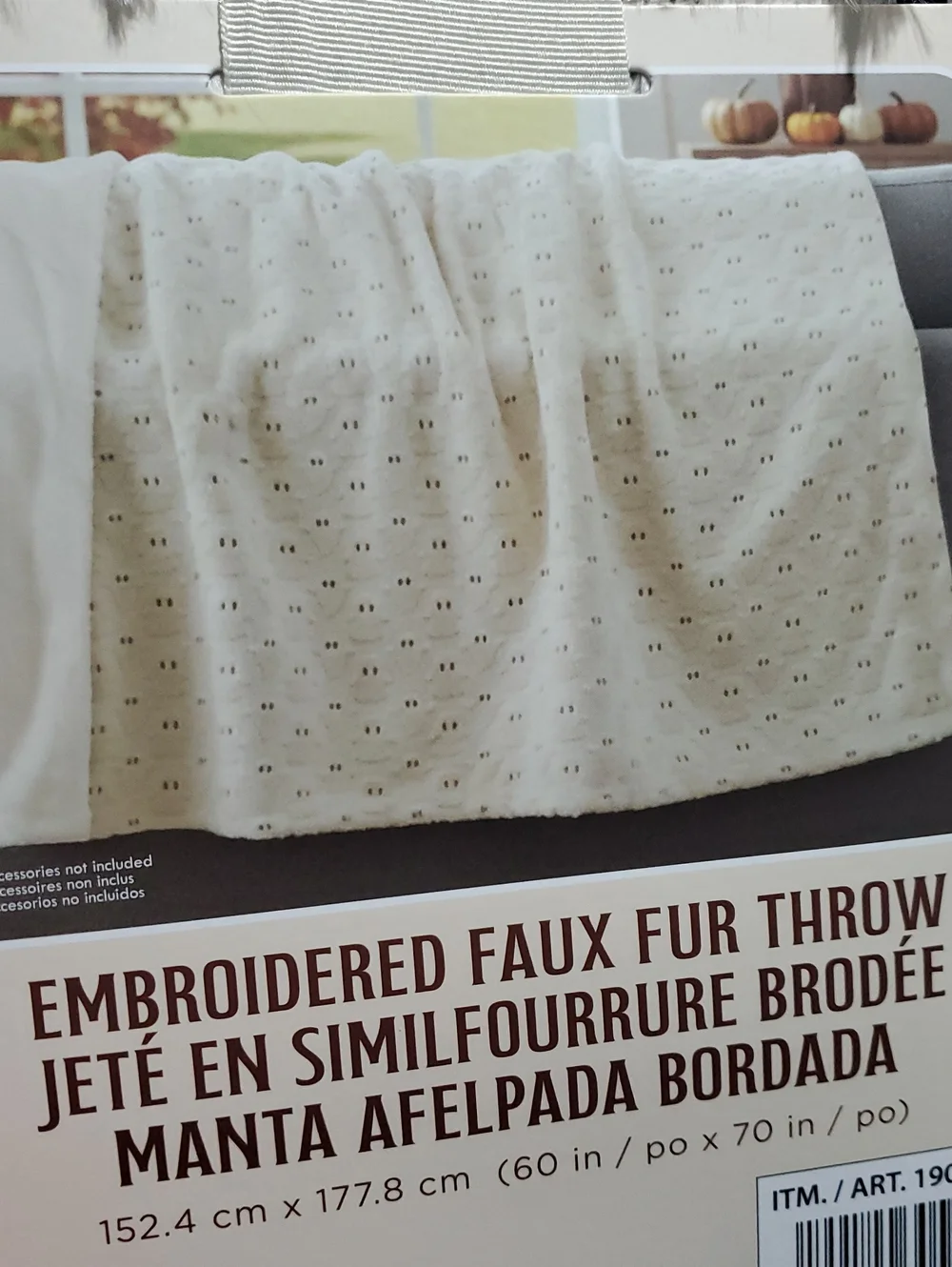 Embroidered Faux Fur Ghost Throw Blanket